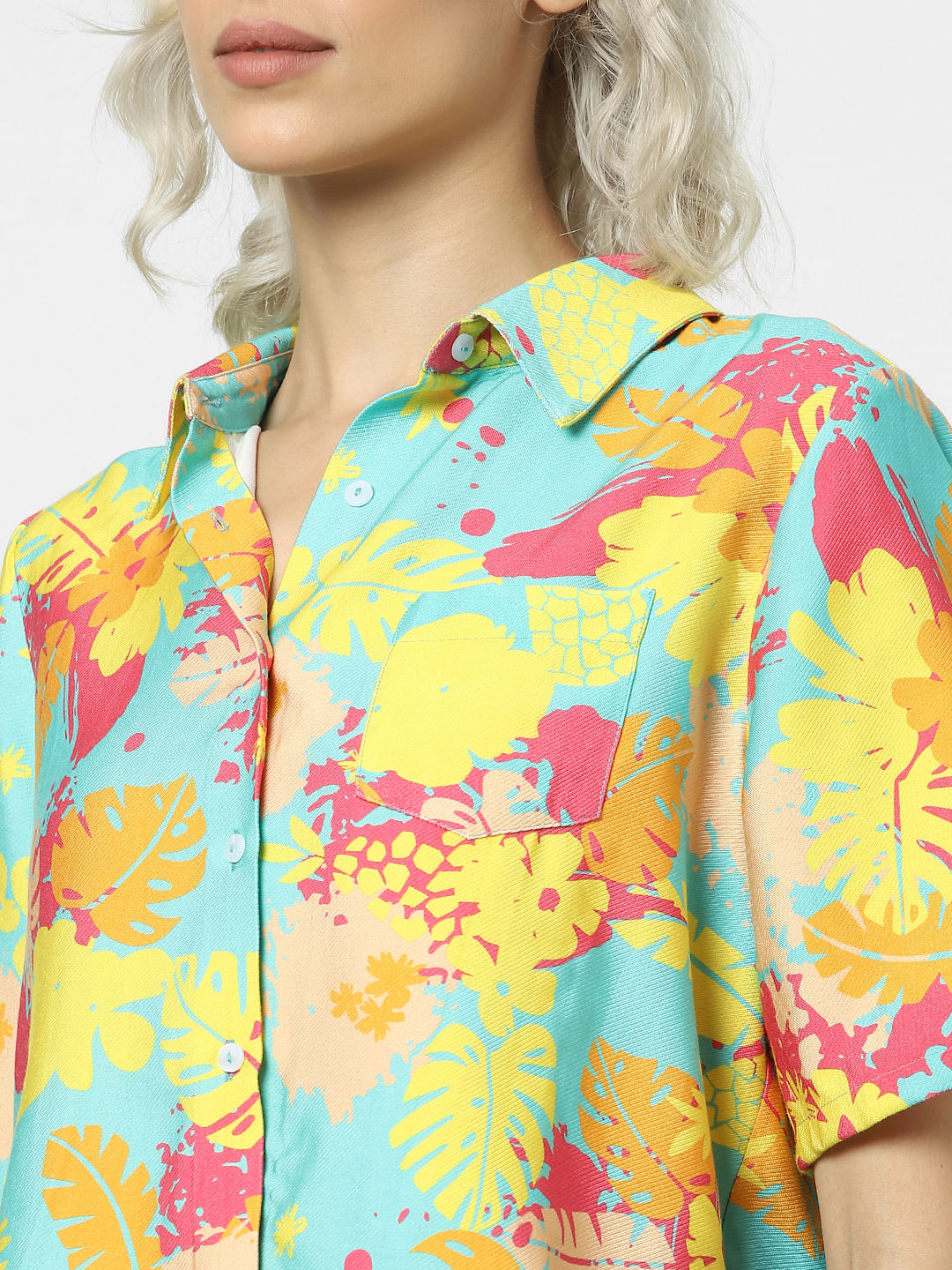 Yellow Tropical Print Shirt