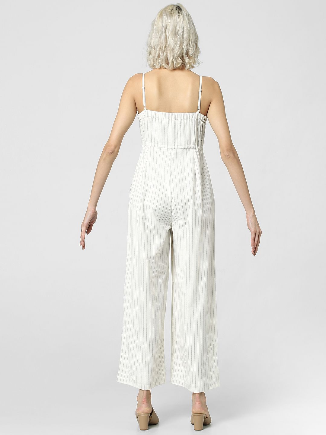Off-White Striped Wide Leg Jumpsuit