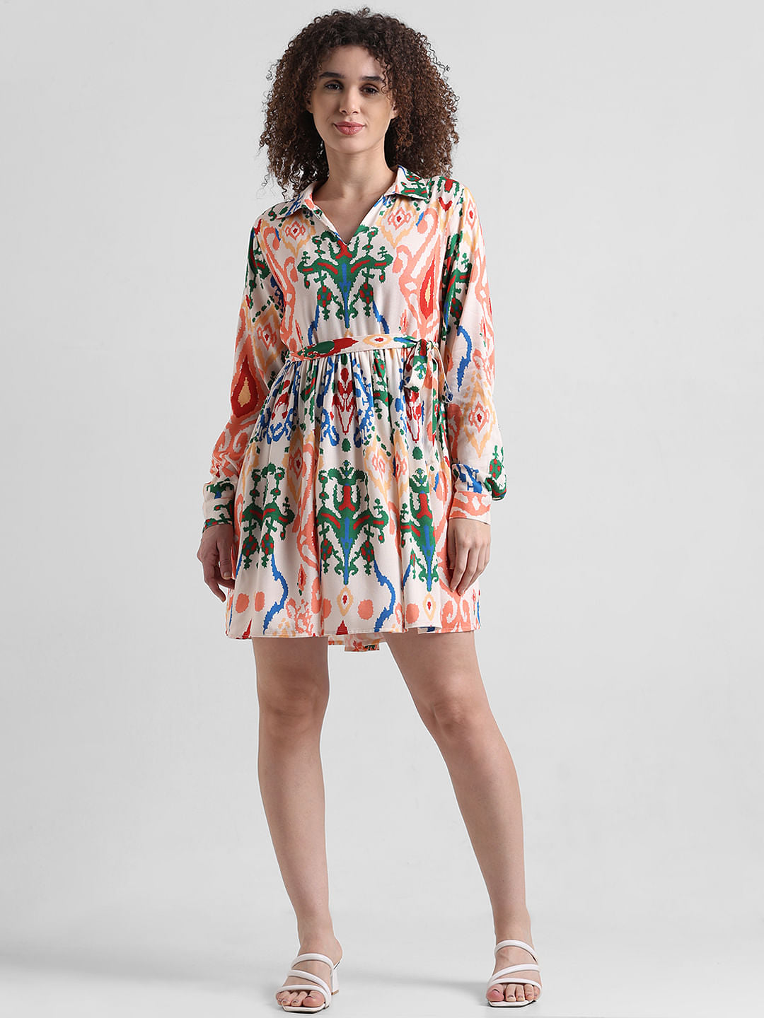 Pink Printed Fit And Flare Dress