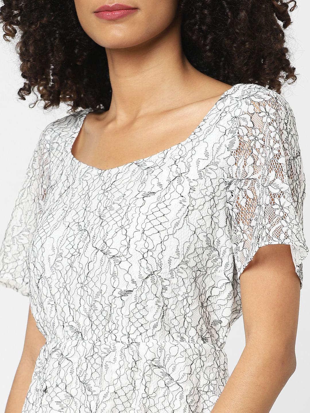 White Floral Print Mini Dress