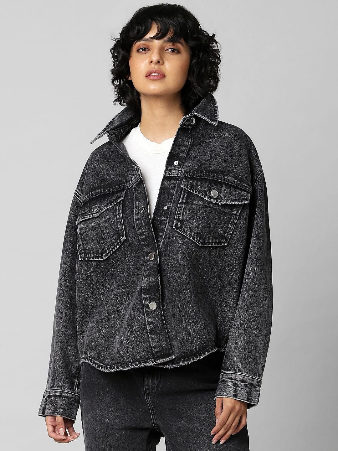 Black Washed Denim Shacket