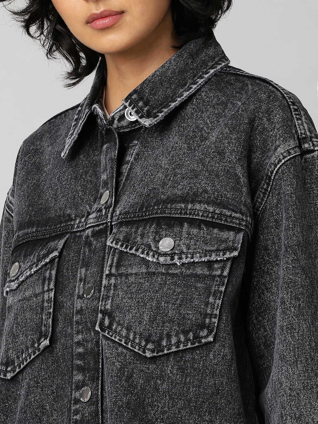 Black Washed Denim Shacket