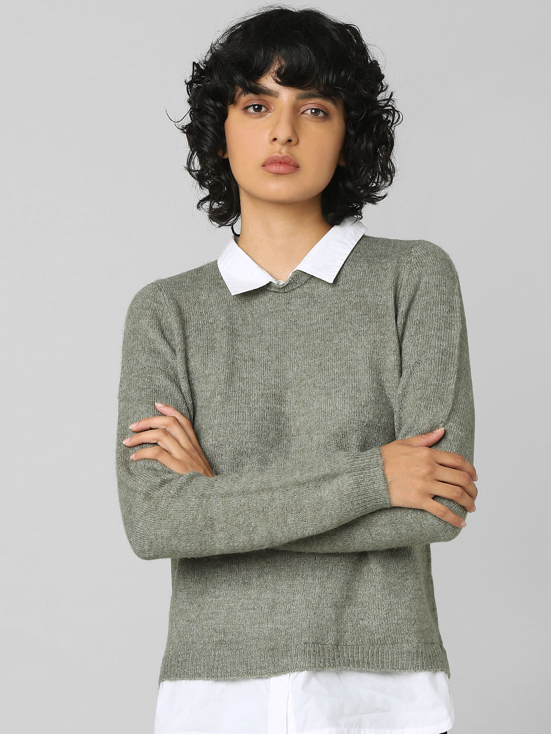 Green Shirt-Insert Pullover