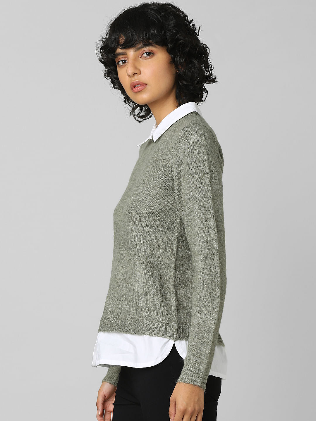 Green Shirt-Insert Pullover