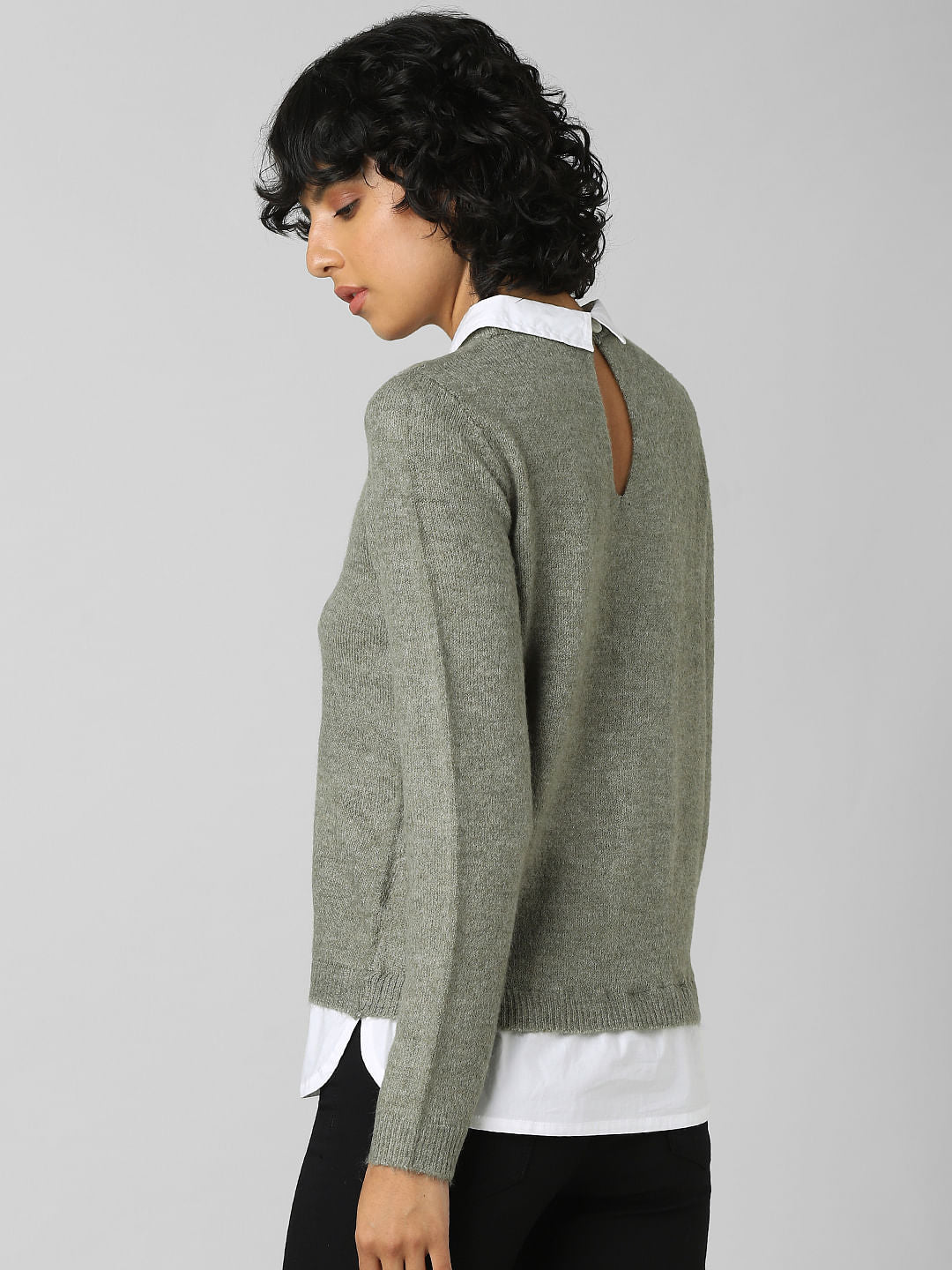 Green Shirt-Insert Pullover