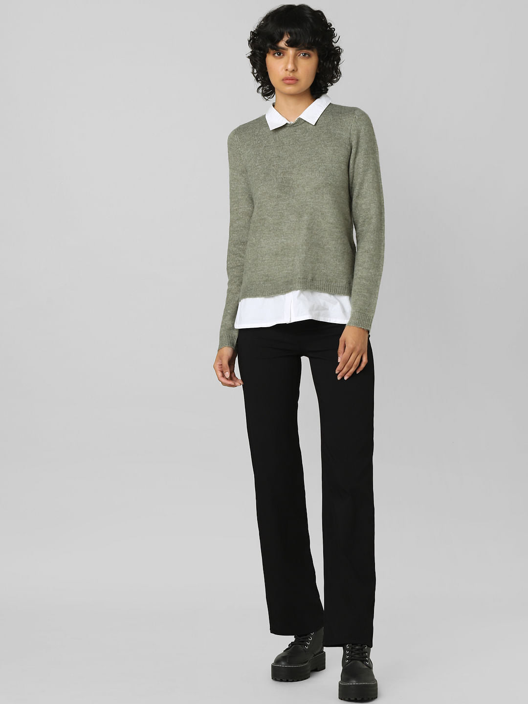 Green Shirt-Insert Pullover