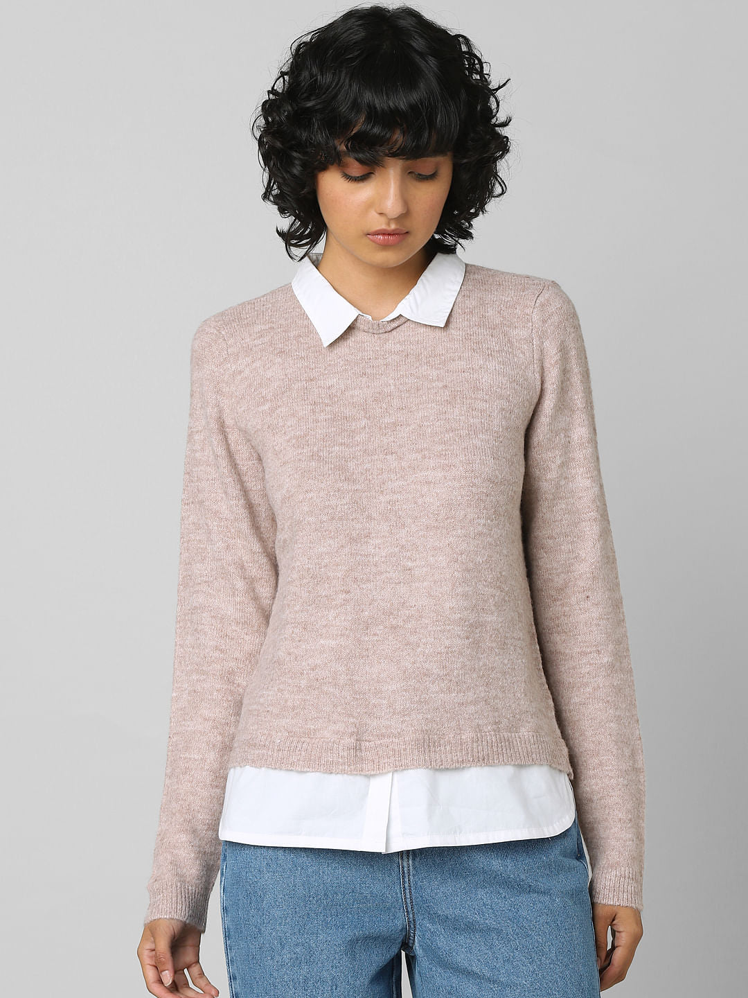 Brown Shirt-Insert Pullover