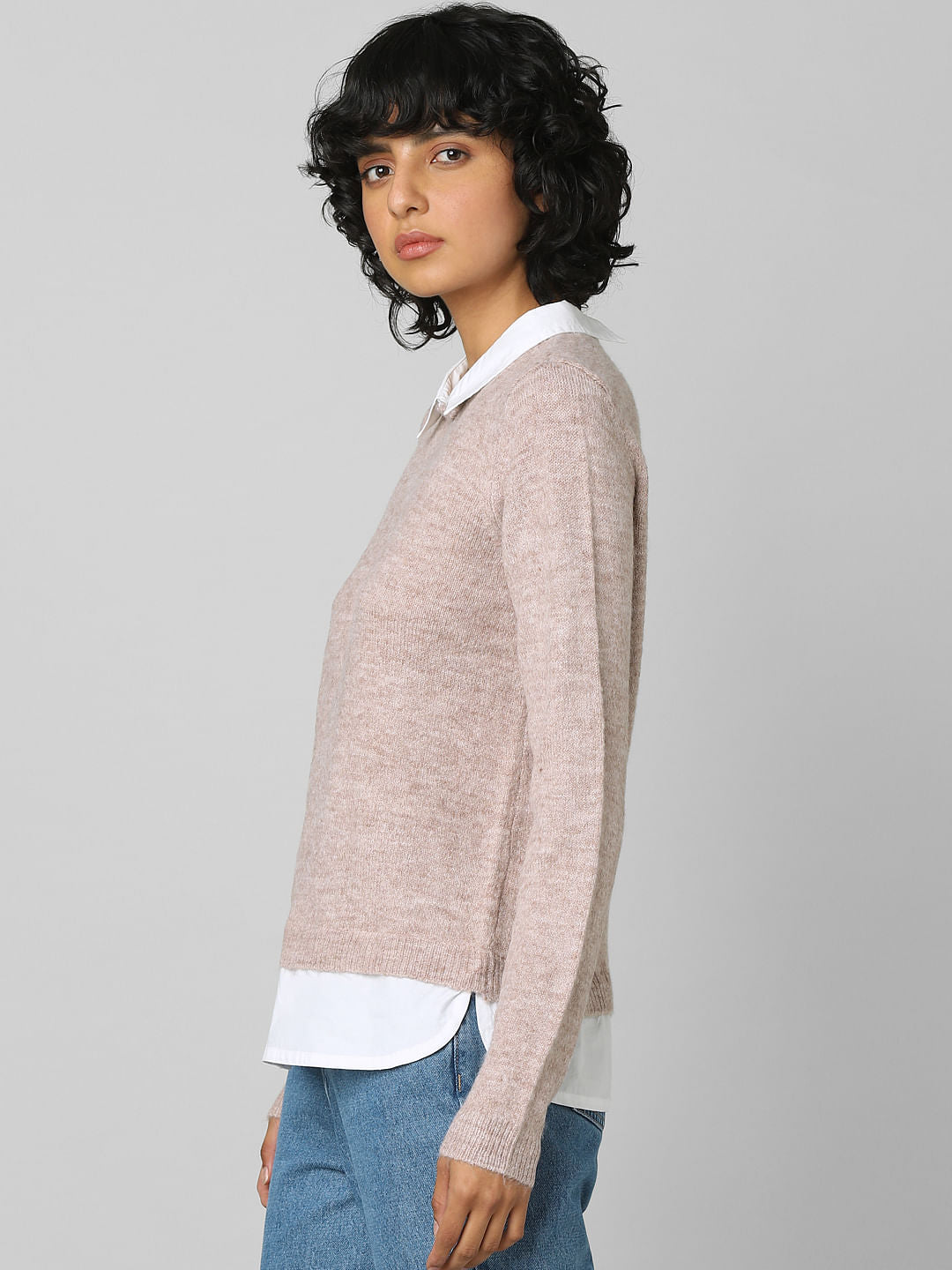 Brown Shirt-Insert Pullover