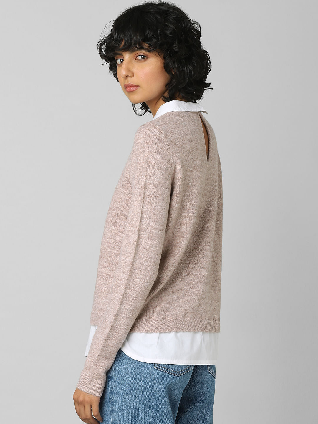 Brown Shirt-Insert Pullover