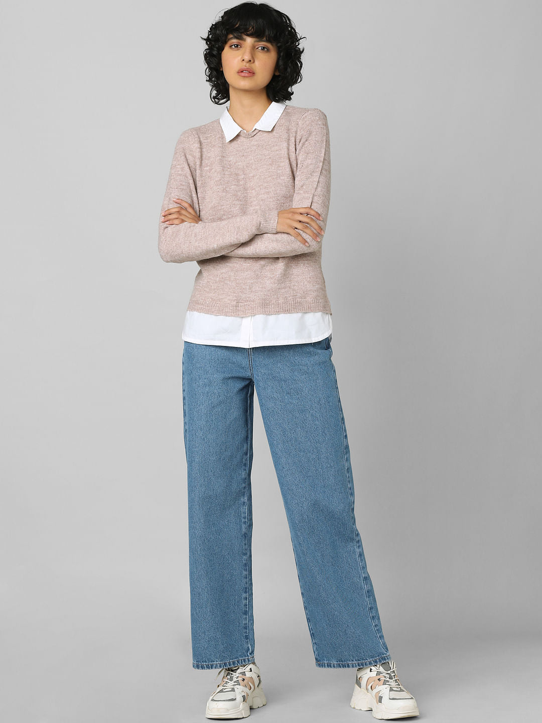 Brown Shirt-Insert Pullover