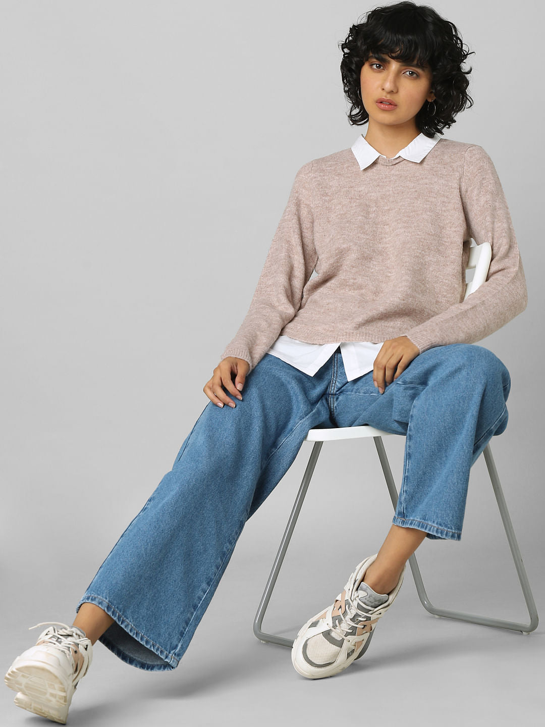 Brown Shirt-Insert Pullover