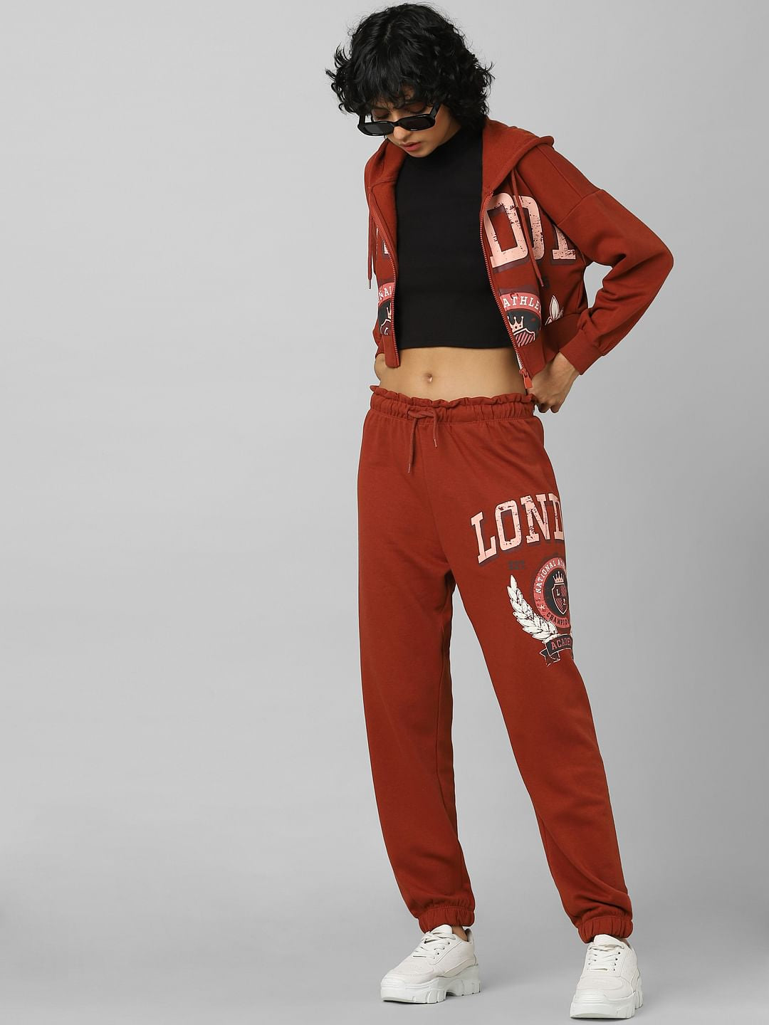 Brown Paperbag Waist Co-Ord Sweatpants