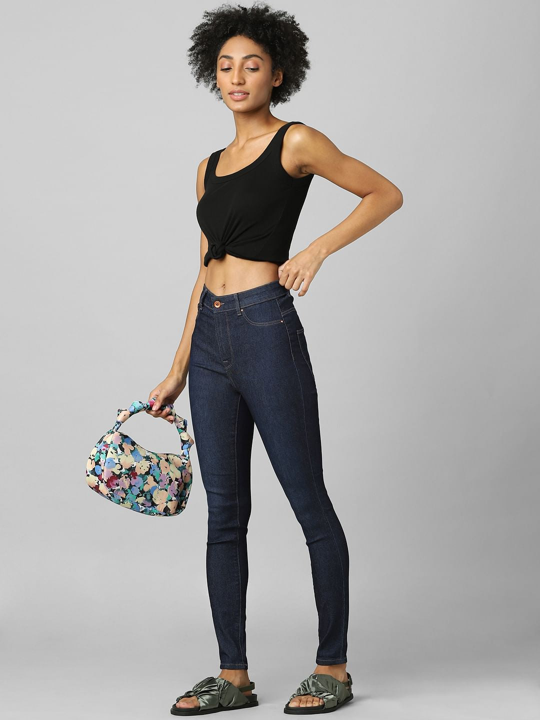 Dark Blue High Waist Skinny Jeans