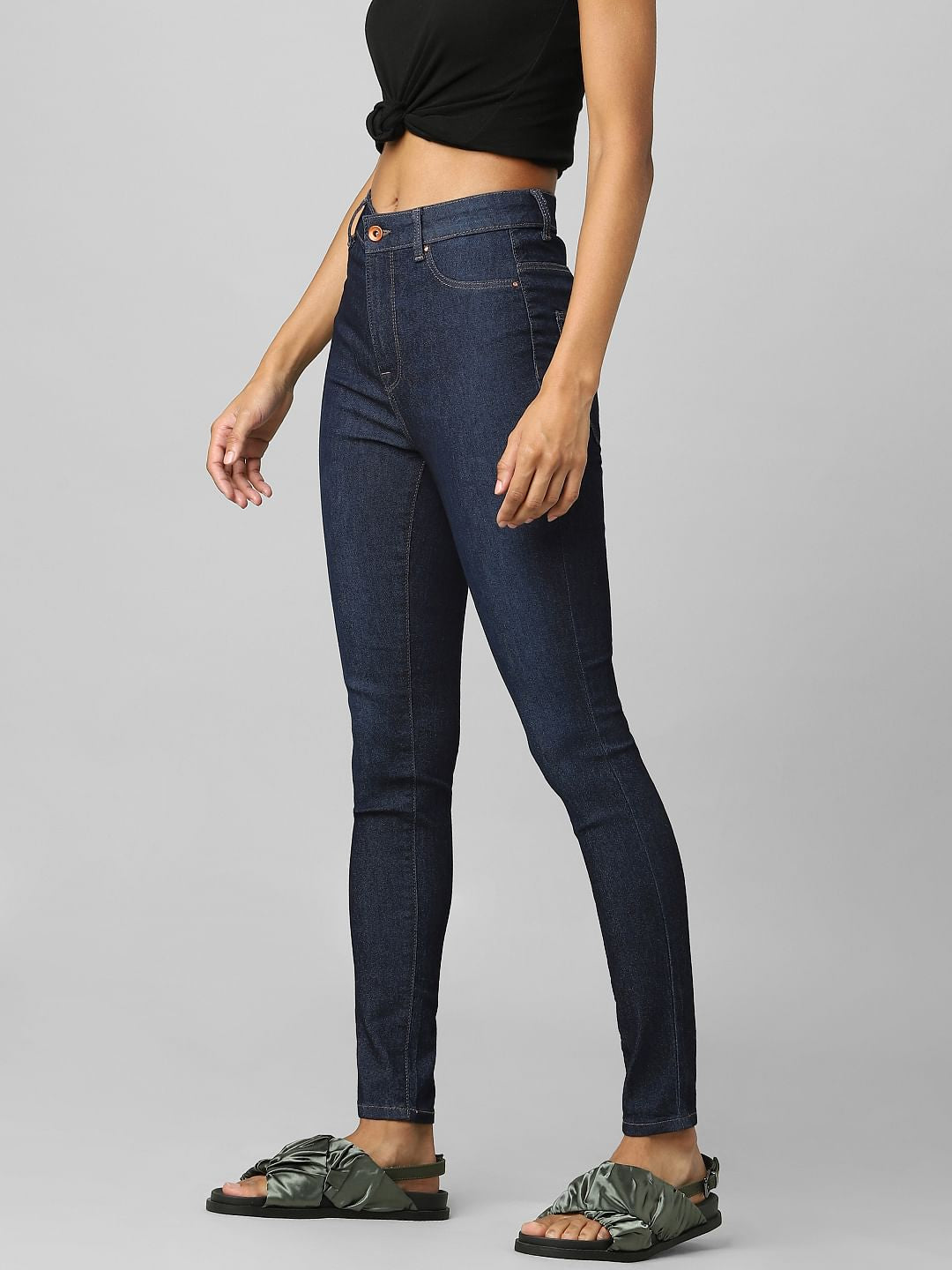 Dark Blue High Waist Skinny Jeans
