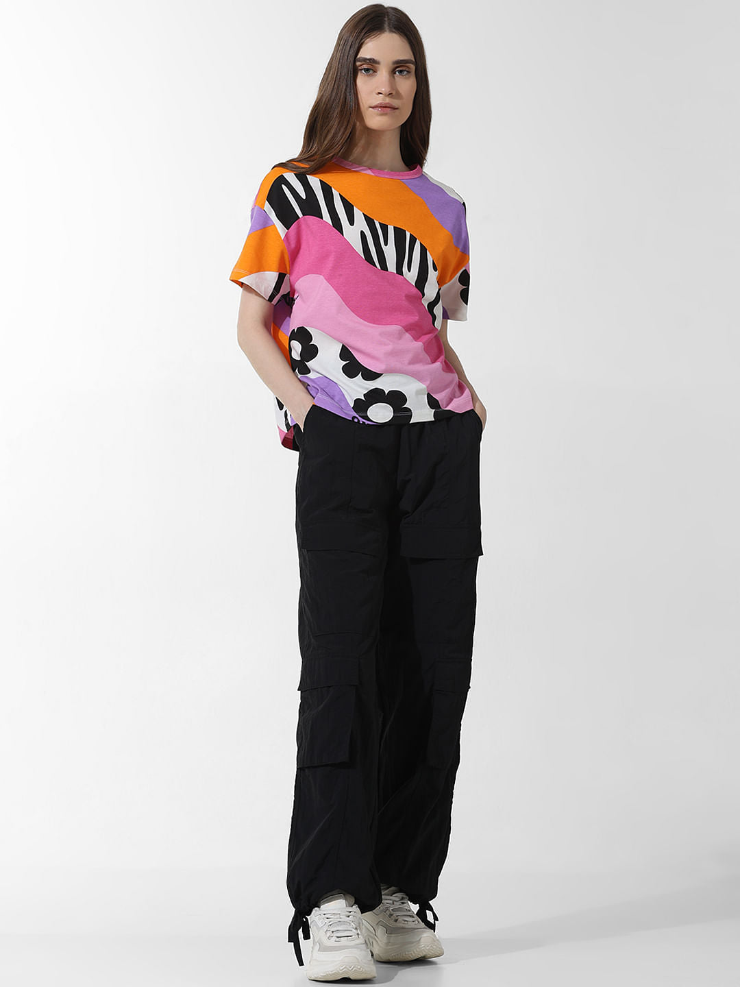 Multi-Colour Printed Oversized T-Shirt