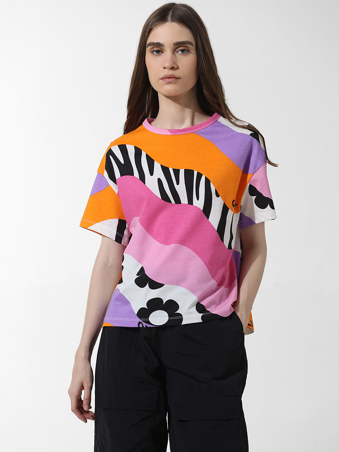 Multi-Colour Printed Oversized T-Shirt