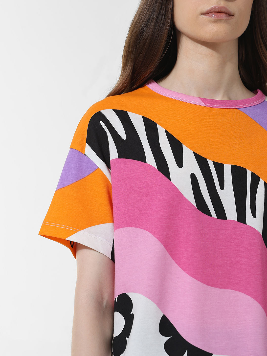 Multi-Colour Printed Oversized T-Shirt