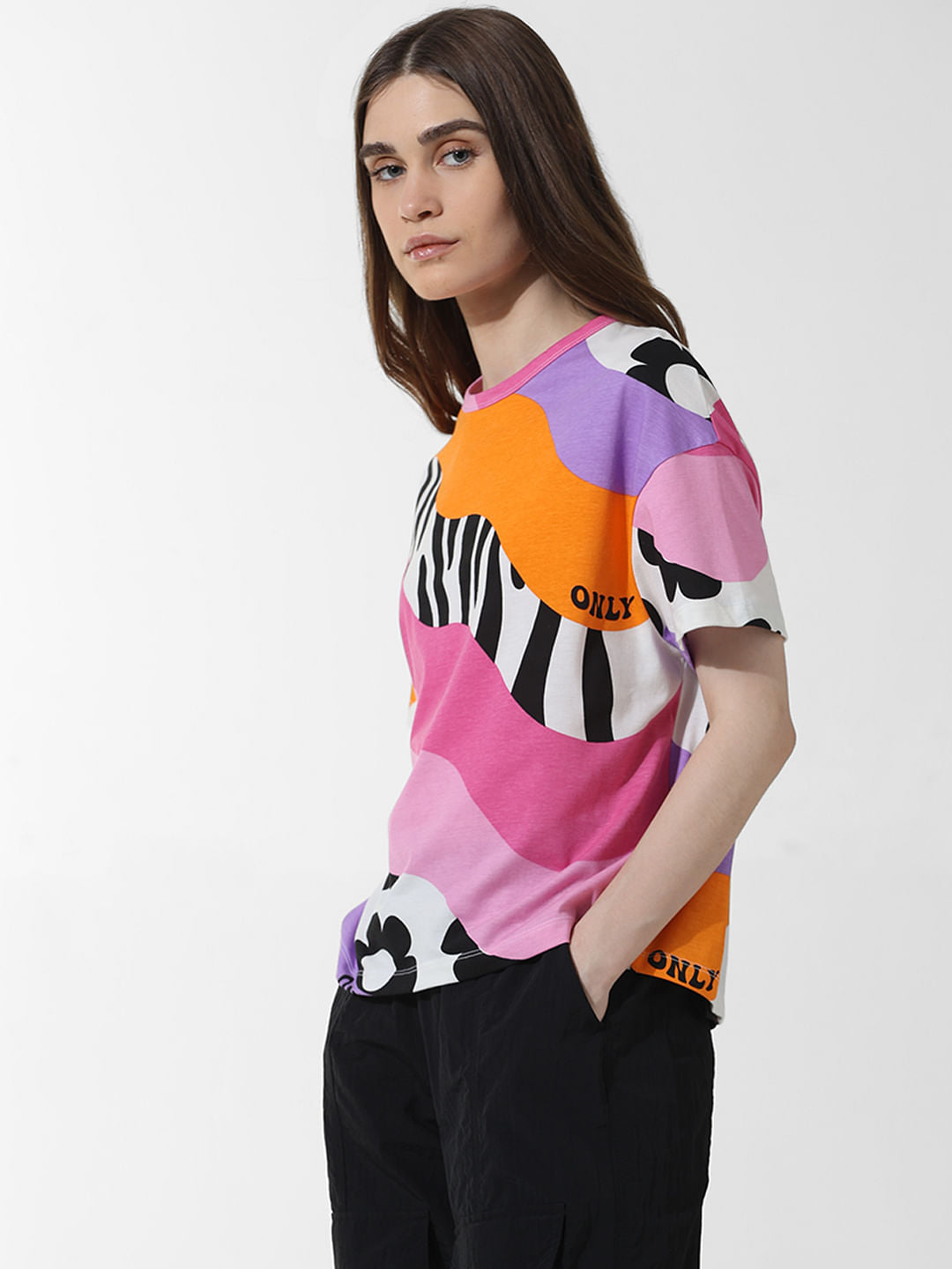 Multi-Colour Printed Oversized T-Shirt