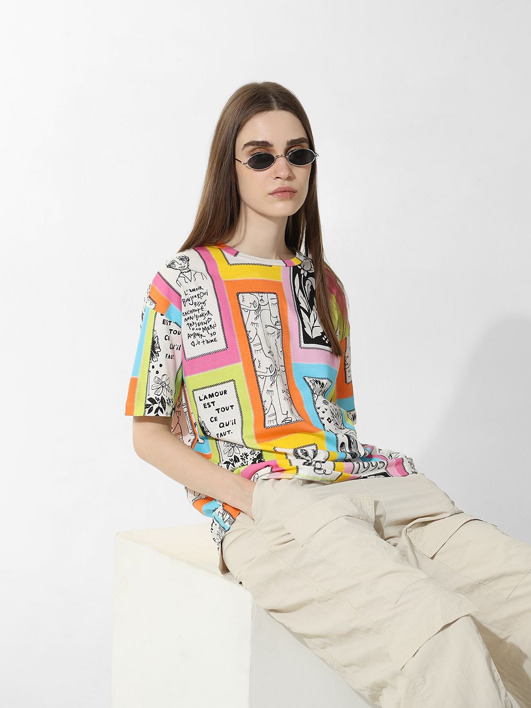 Green Printed Oversized T-Shirt