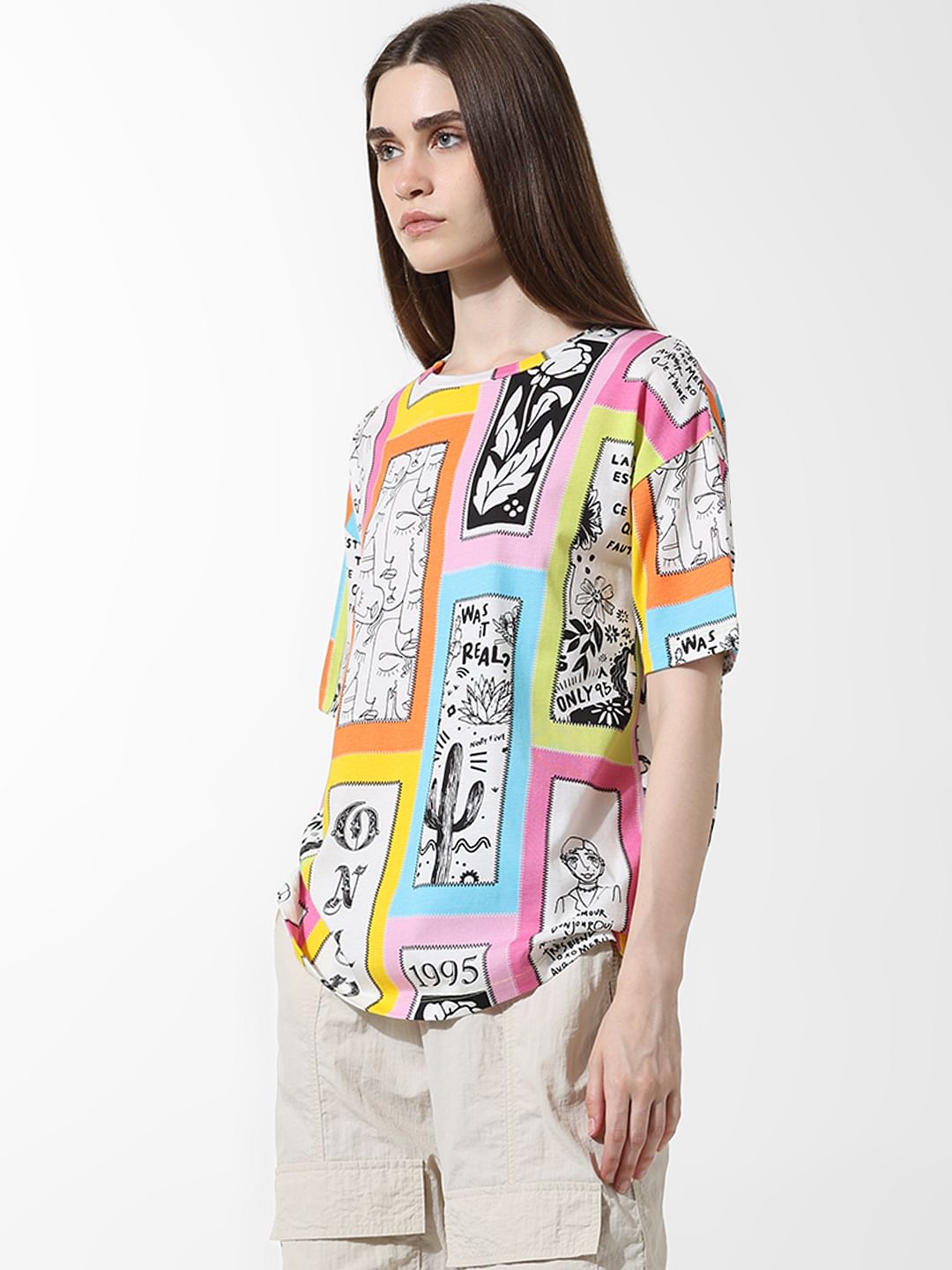 Green Printed Oversized T-Shirt