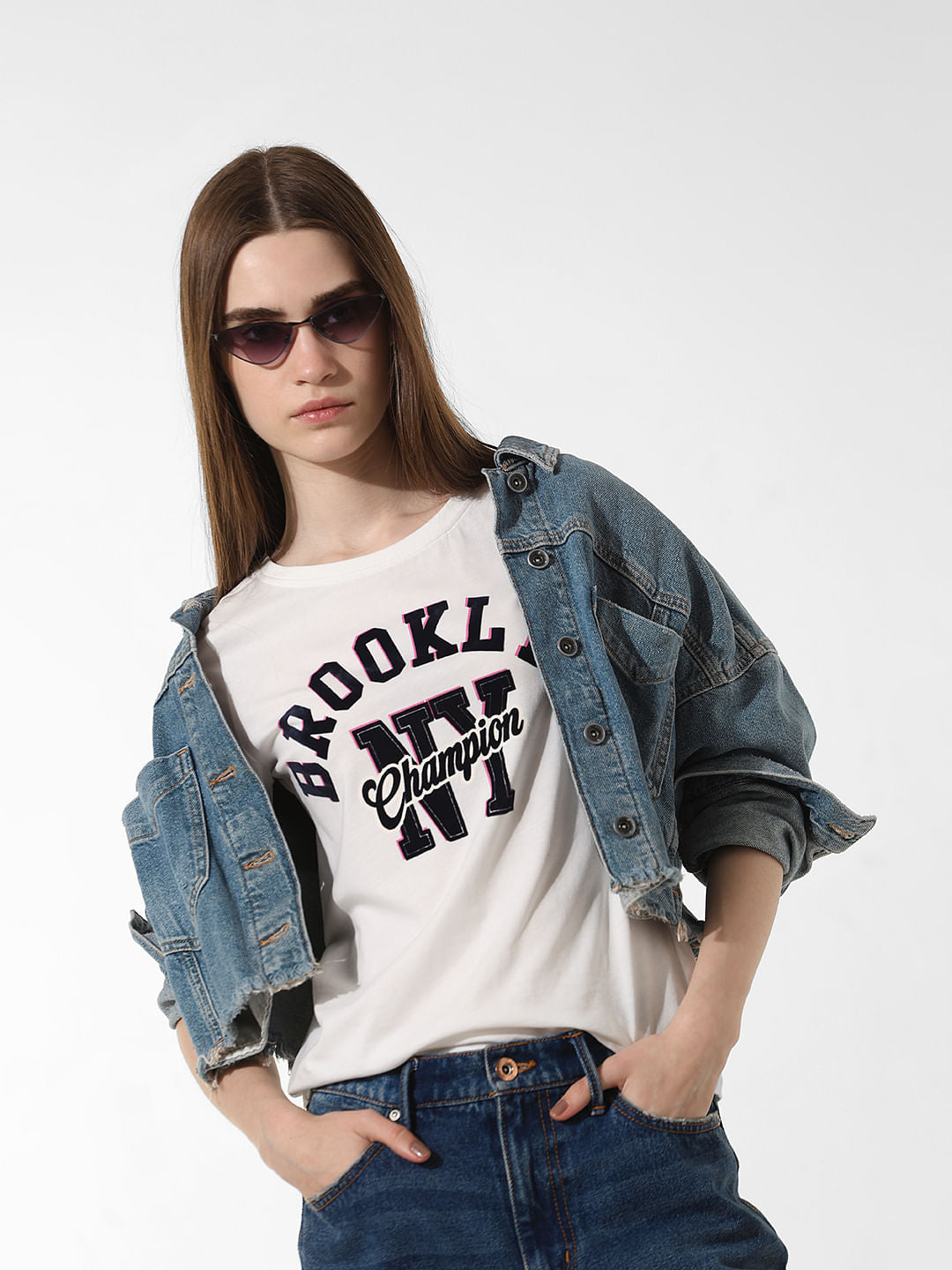 White Text Print T-Shirt