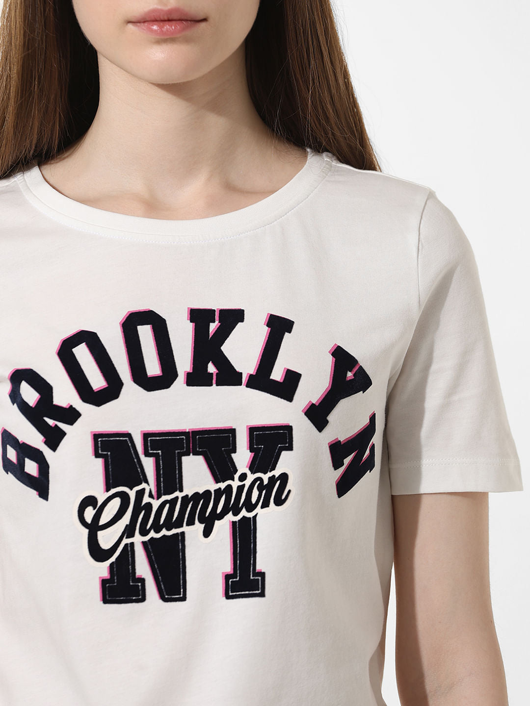 White Text Print T-Shirt