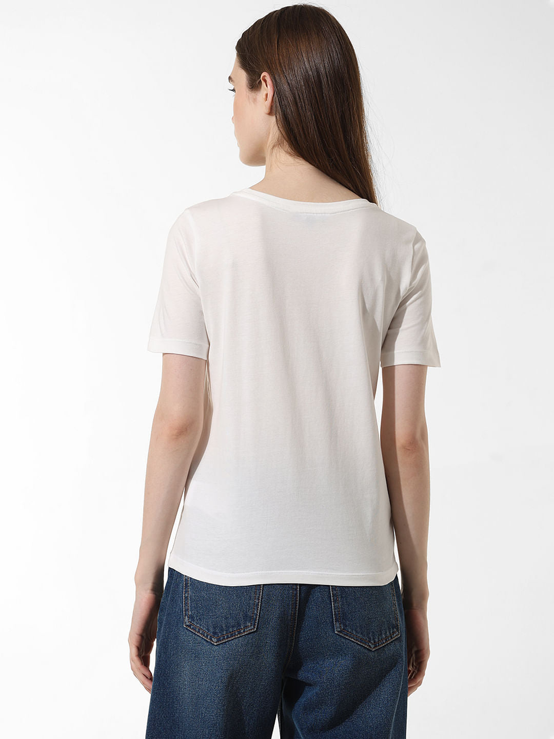 White Text Print T-Shirt