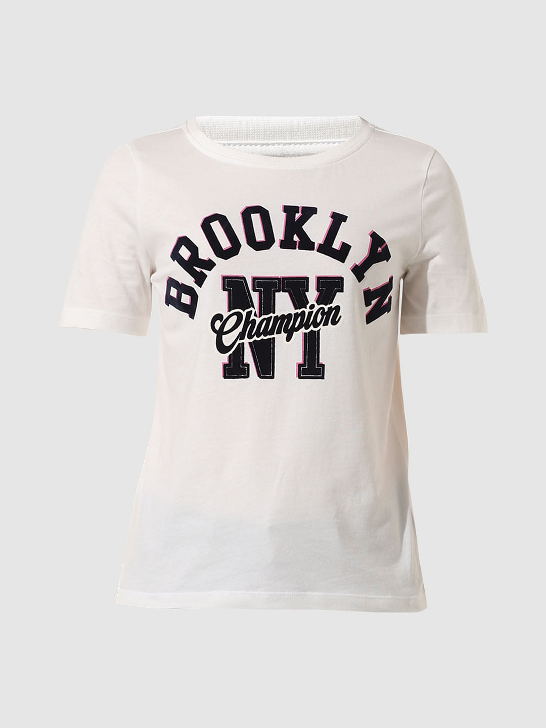 White Text Print T-Shirt