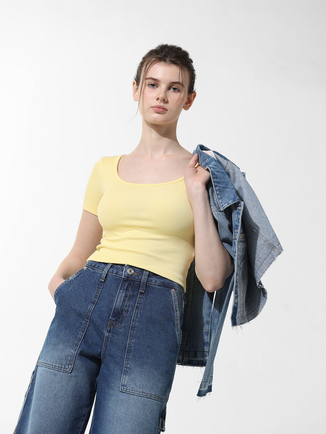 Yellow Fitted Cropped T-Shirt