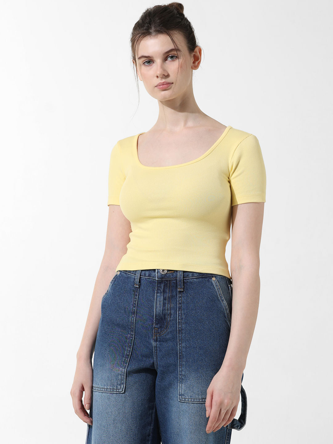 Yellow Fitted Cropped T-Shirt