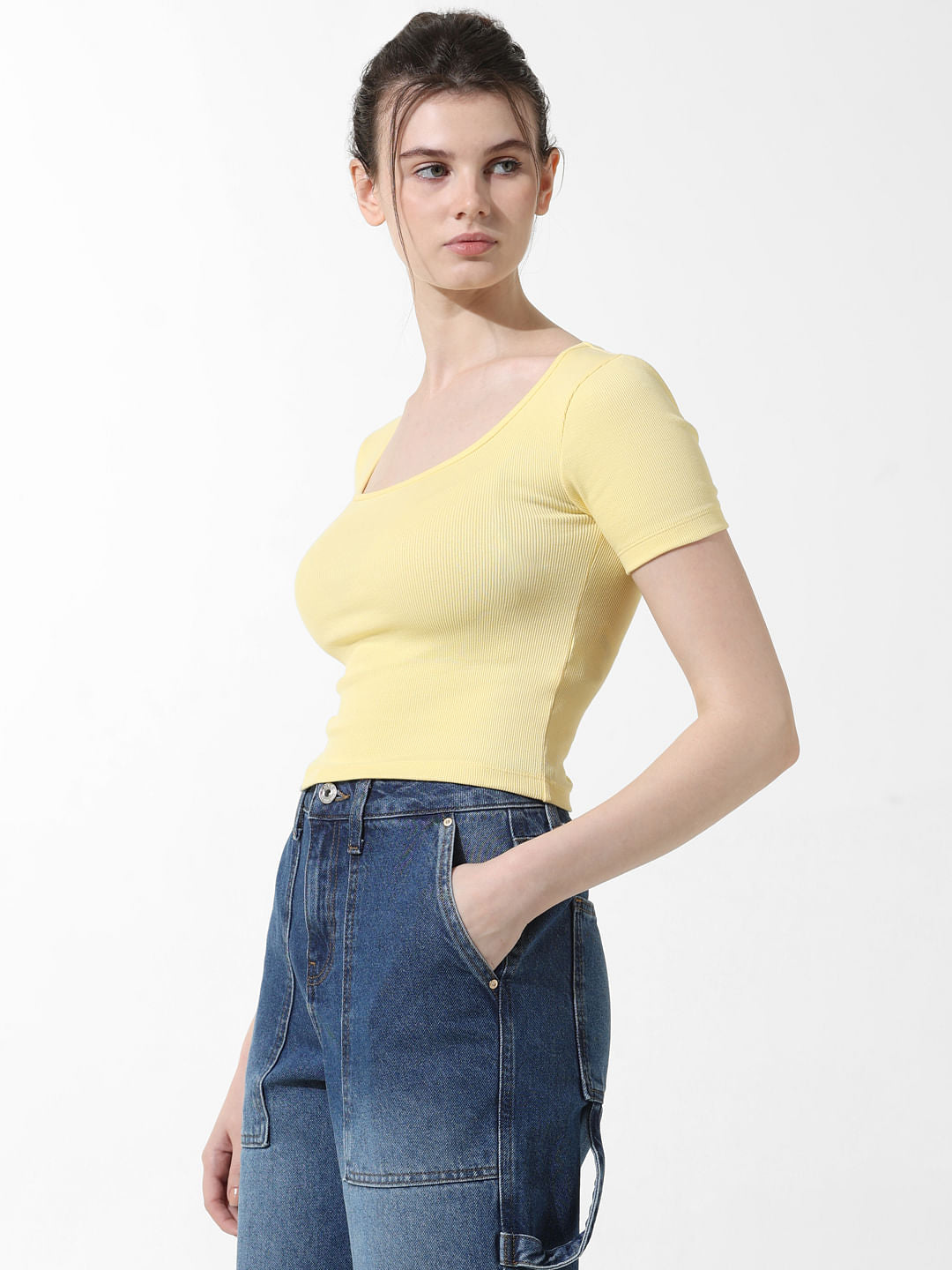 Yellow Fitted Cropped T-Shirt