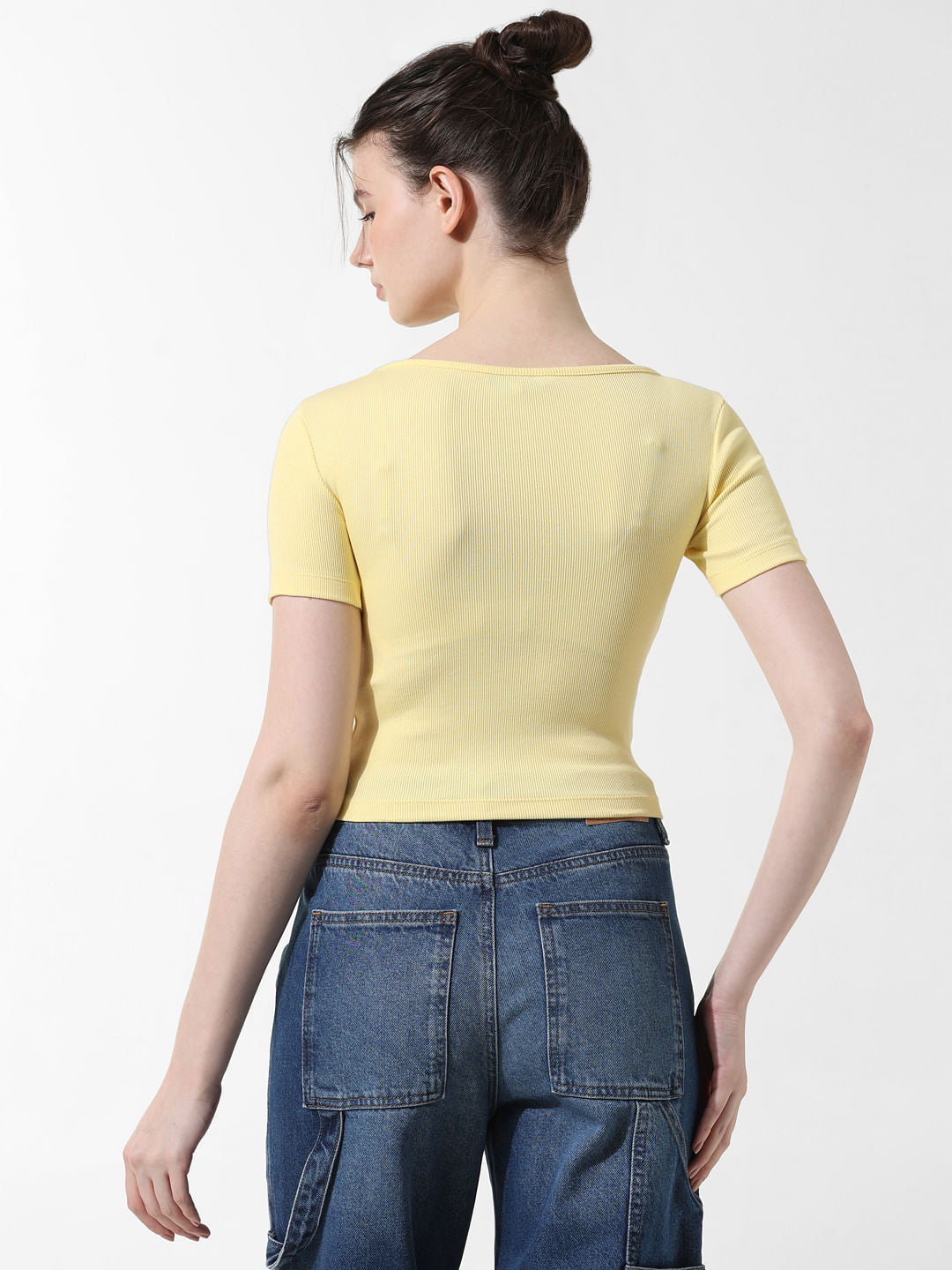 Yellow Fitted Cropped T-Shirt