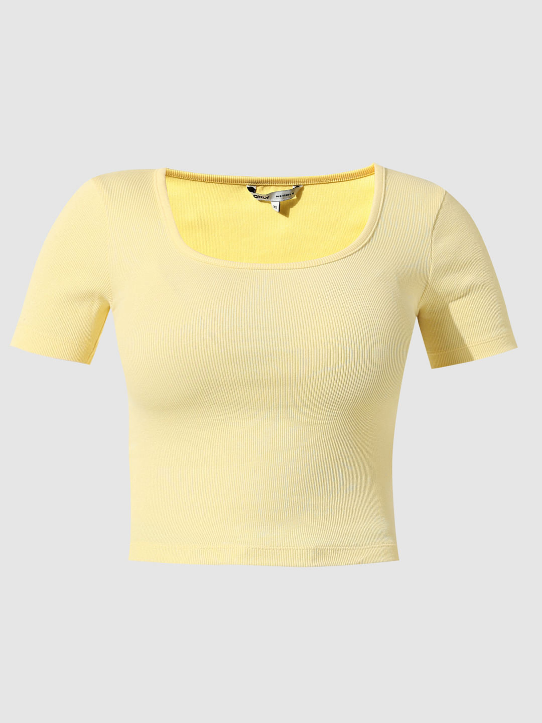 Yellow Fitted Cropped T-Shirt