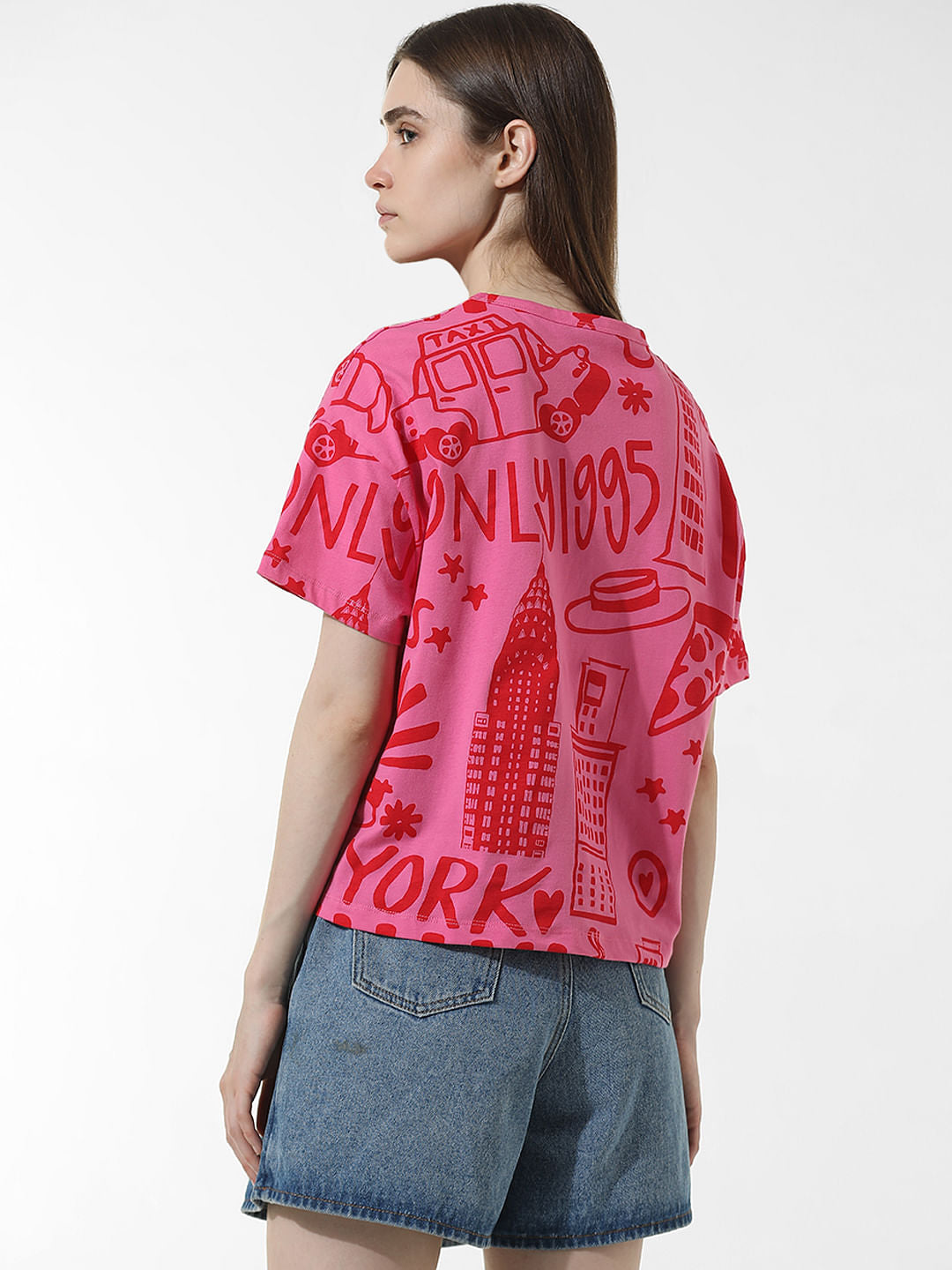 Pink Printed Boxy Fit T-Shirt