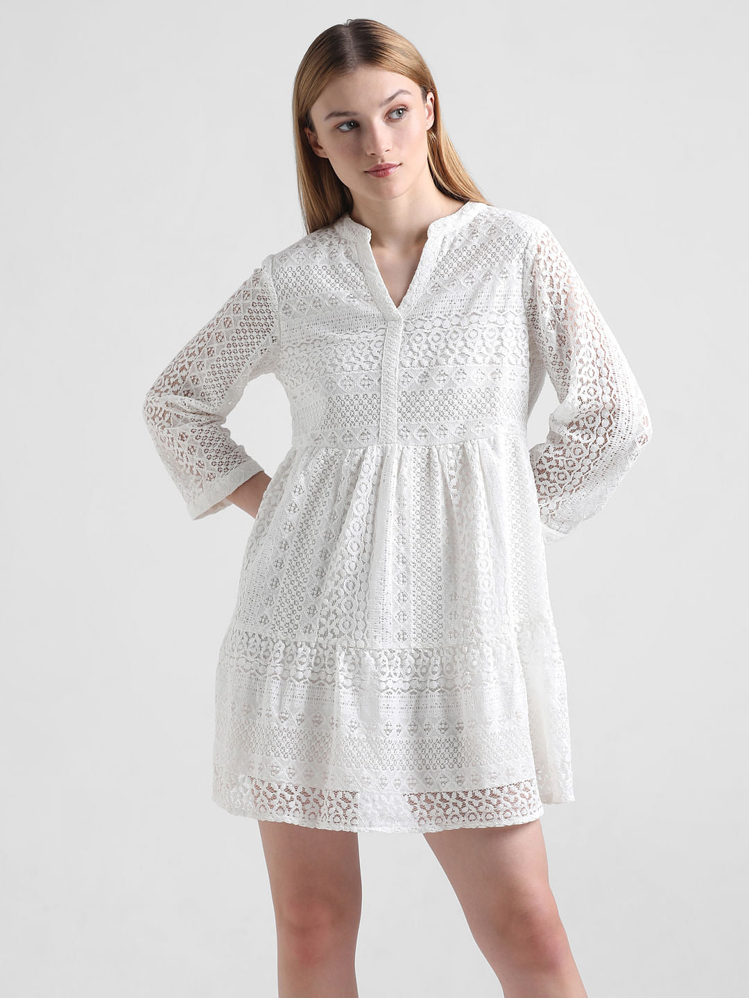 White Lace Fit & Flare Dress