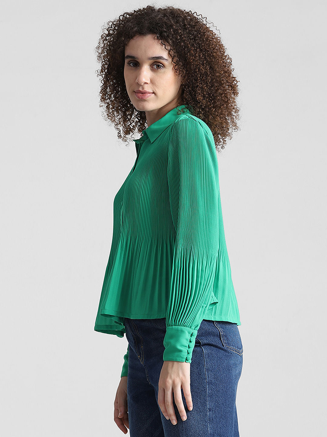 Green Pliss   Full Sleeves Shirt