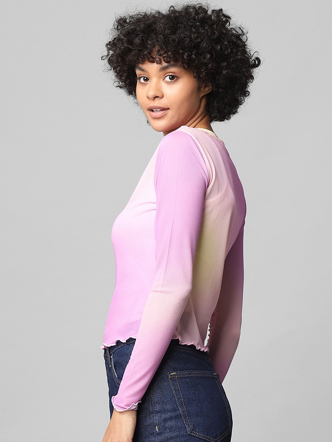 Purple Tie-Dye Mesh Top