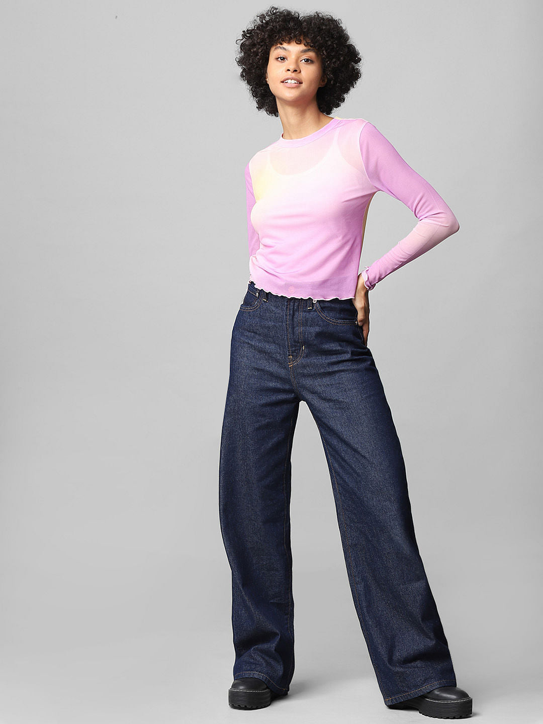 Purple Tie-Dye Mesh Top