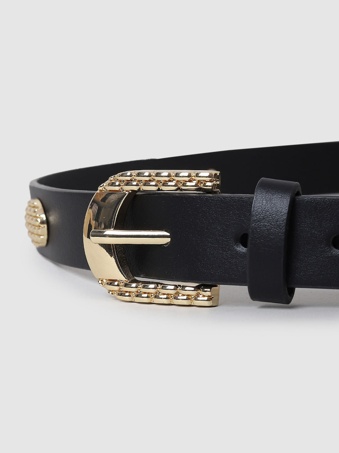 Black Golden Stud Detail Jeans Belt
