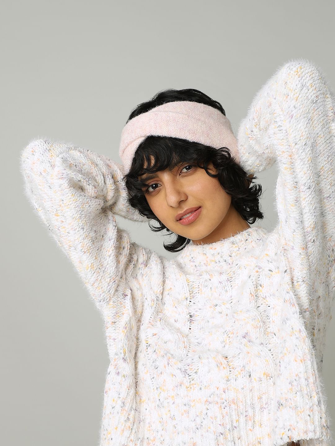 Pink Lurex Knitted Headband