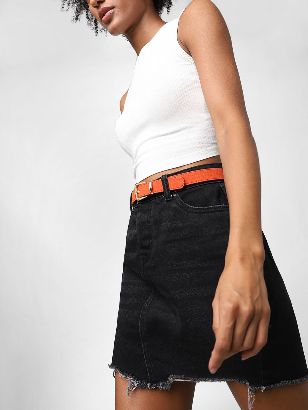 Orange Faux Suede Belt