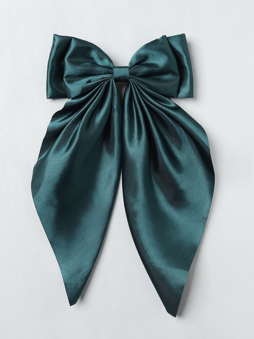 Green Satin Bow Hairclip