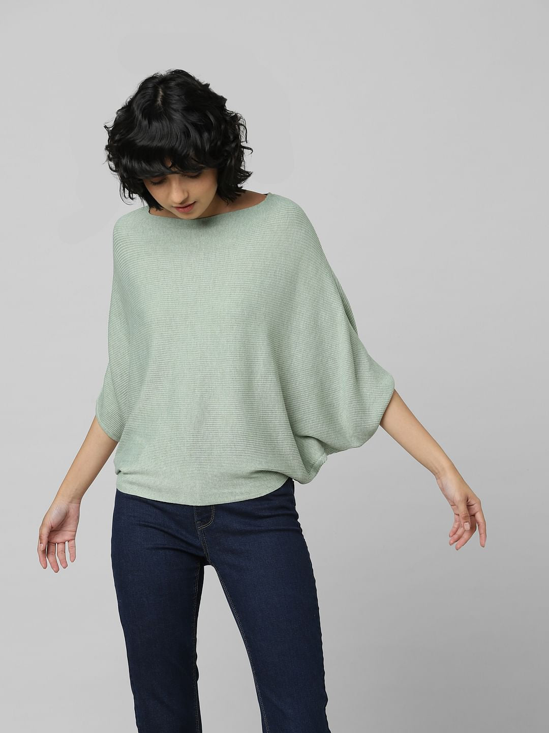 Green Bat Sleeves Pullover
