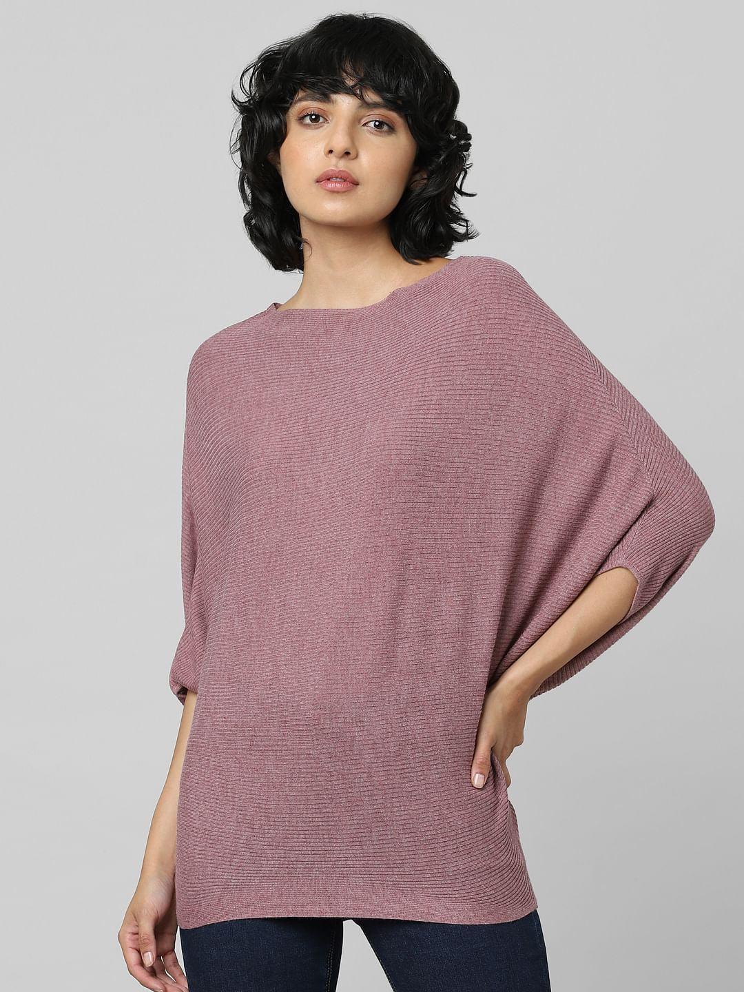 Pink Bat Sleeves Pullover