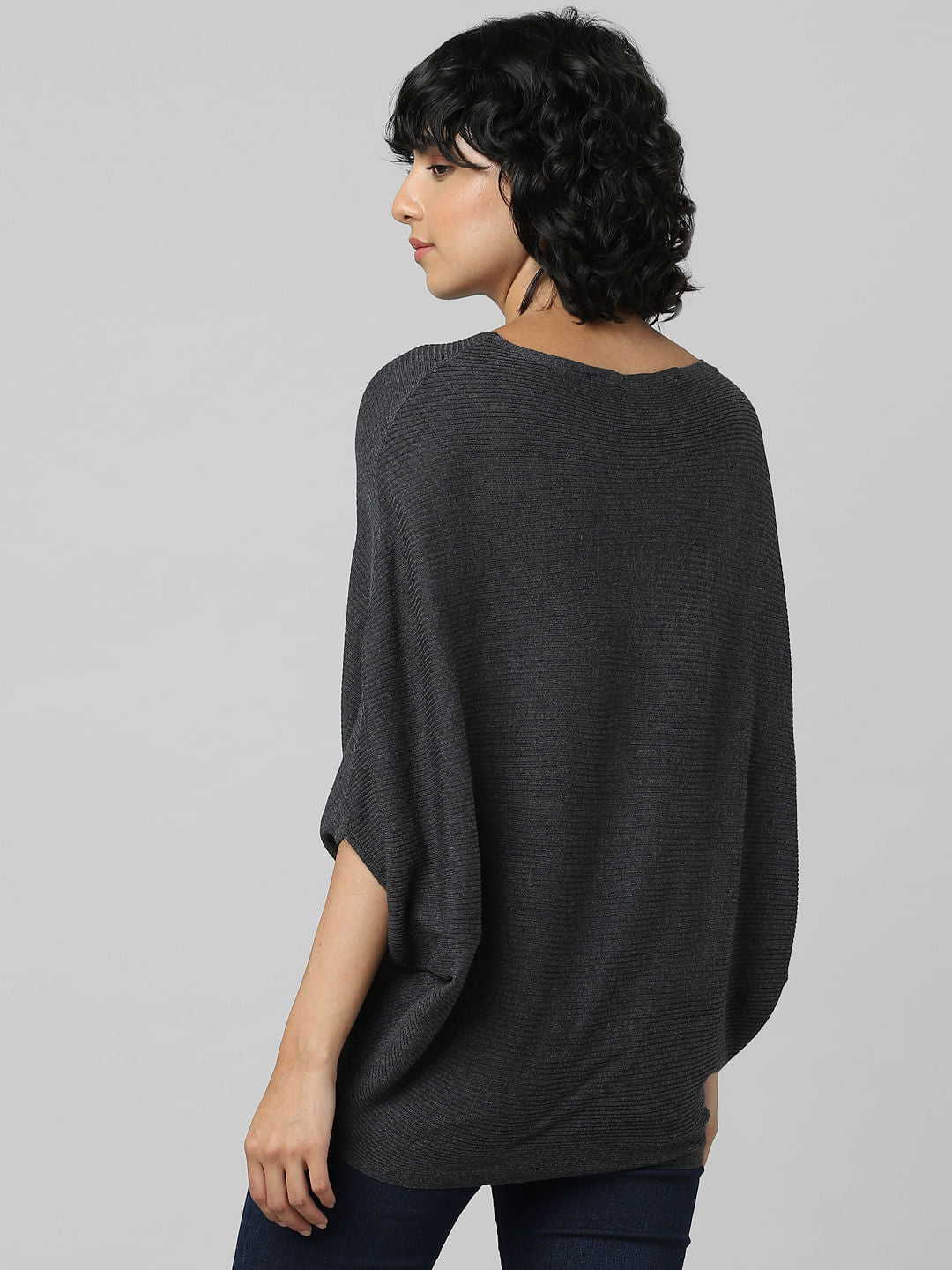 Dark Grey Bat Sleeves Pullover