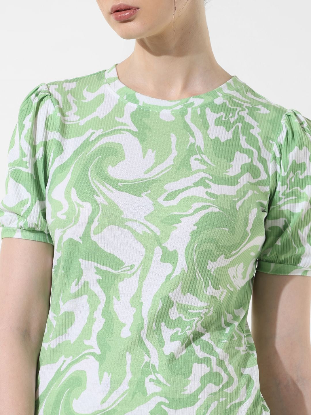 Green Abstract Print T-Shirt