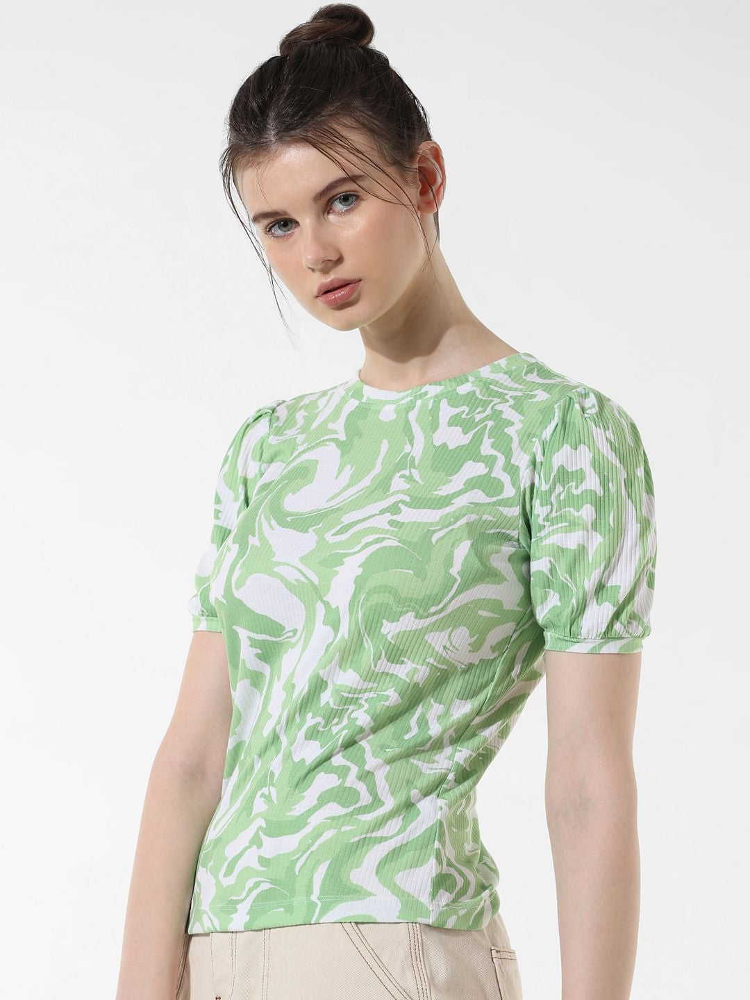 Green Abstract Print T-Shirt