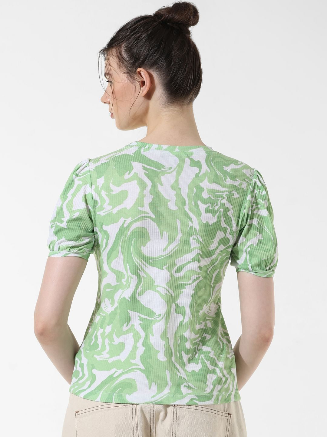 Green Abstract Print T-Shirt