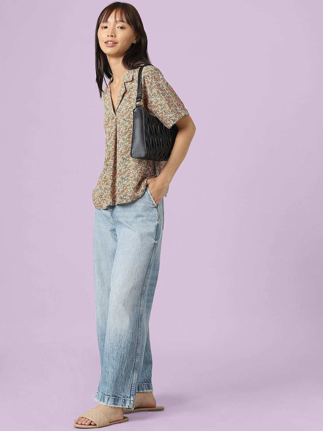 Yellow Floral Print Shirt