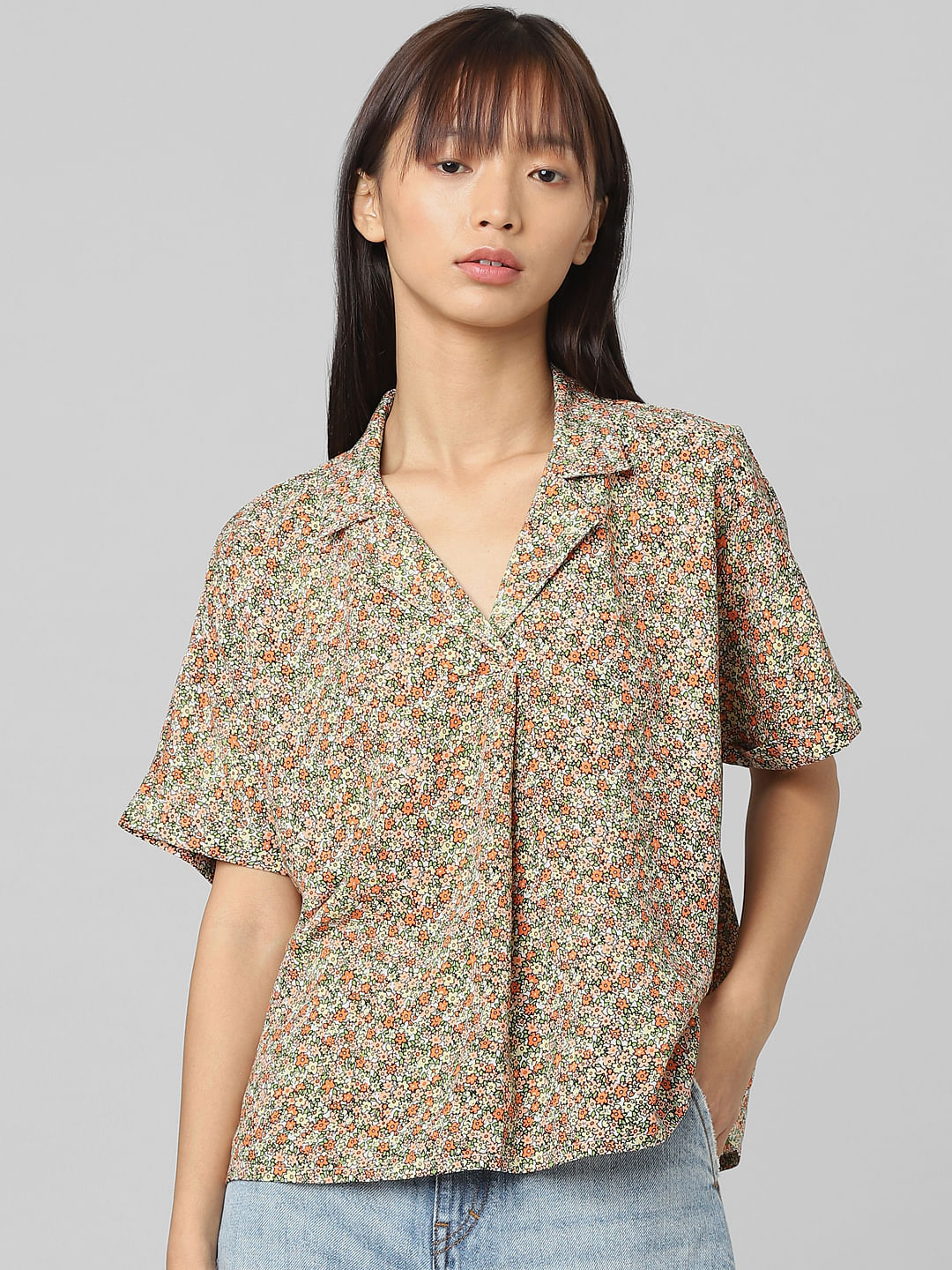 Yellow Floral Print Shirt